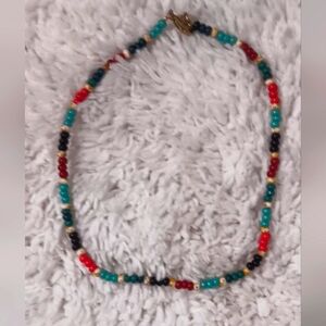 🍧🌈 Handcrafted Beaded Choker Necklace 16" 🦋